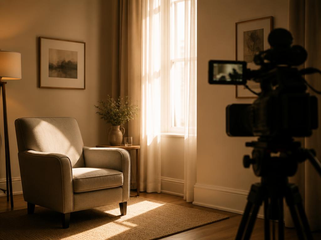 Documentary interview chair facing soft window light